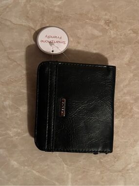 Black Bifold Wallet with Subtle Metal Logo